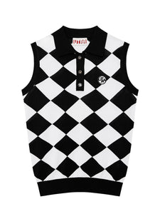 UTAA モノプレイドチェックPKスリーブレスニット : Women's