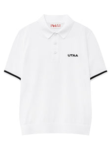 UTAA デュアルラインバックオープンワークPKニット ホワイト : Men's