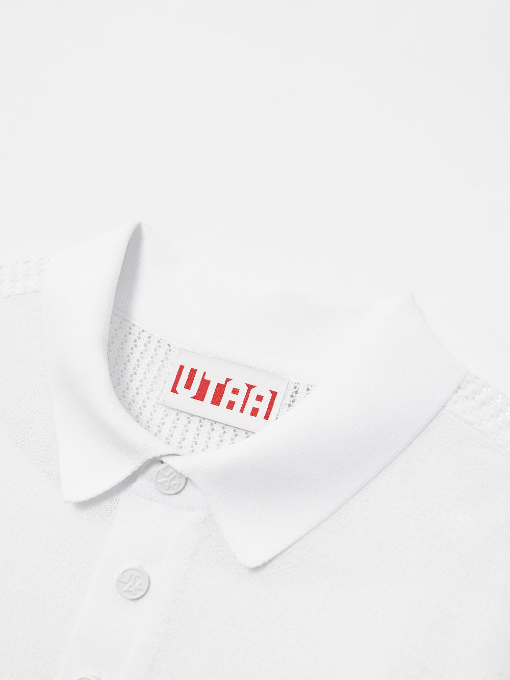 UTAA デュアルラインバックオープンワークPKニット ホワイト : Men's