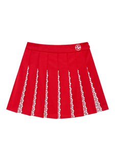 UTAA セーラーレースTrimmingプリーツスカート レッド : Women's