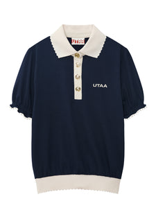 UTAA KashaカラーDropレースPKシャツ ネイビー : Women's
