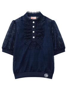 UTAA クロシェパンチングレースGemstoneシャツ : Women's