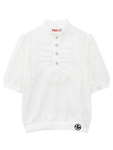UTAA クロシェパンチングレースGemstoneシャツ : Women's