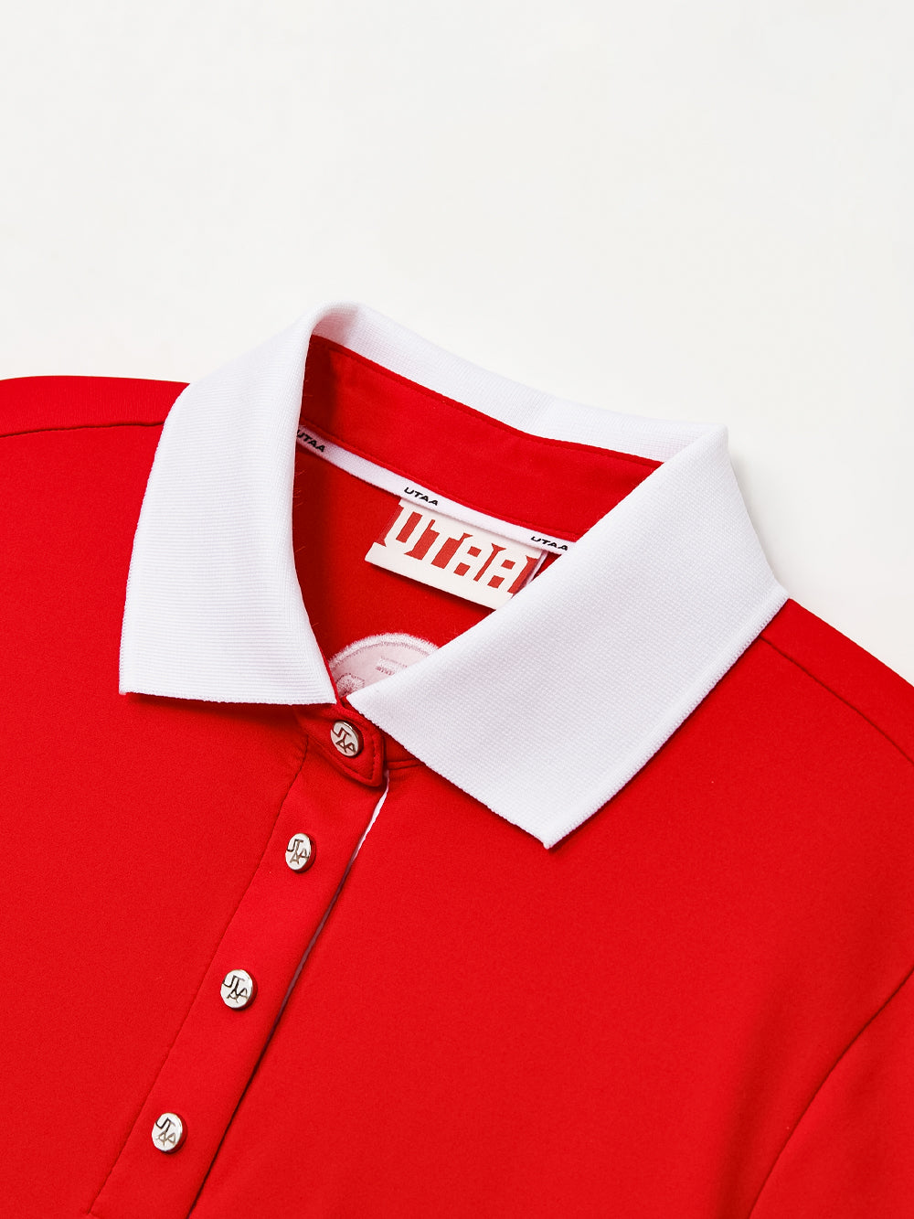UTAA シルバースタンプカラーラインPKTシャツ レッド : Men's