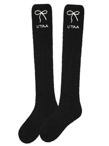 UTAA DearリボンニットKneeソックス ブラック : Women's