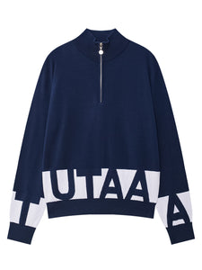 シグナル モノブロック ロゴ ハーフジップアップ ニット : レディース