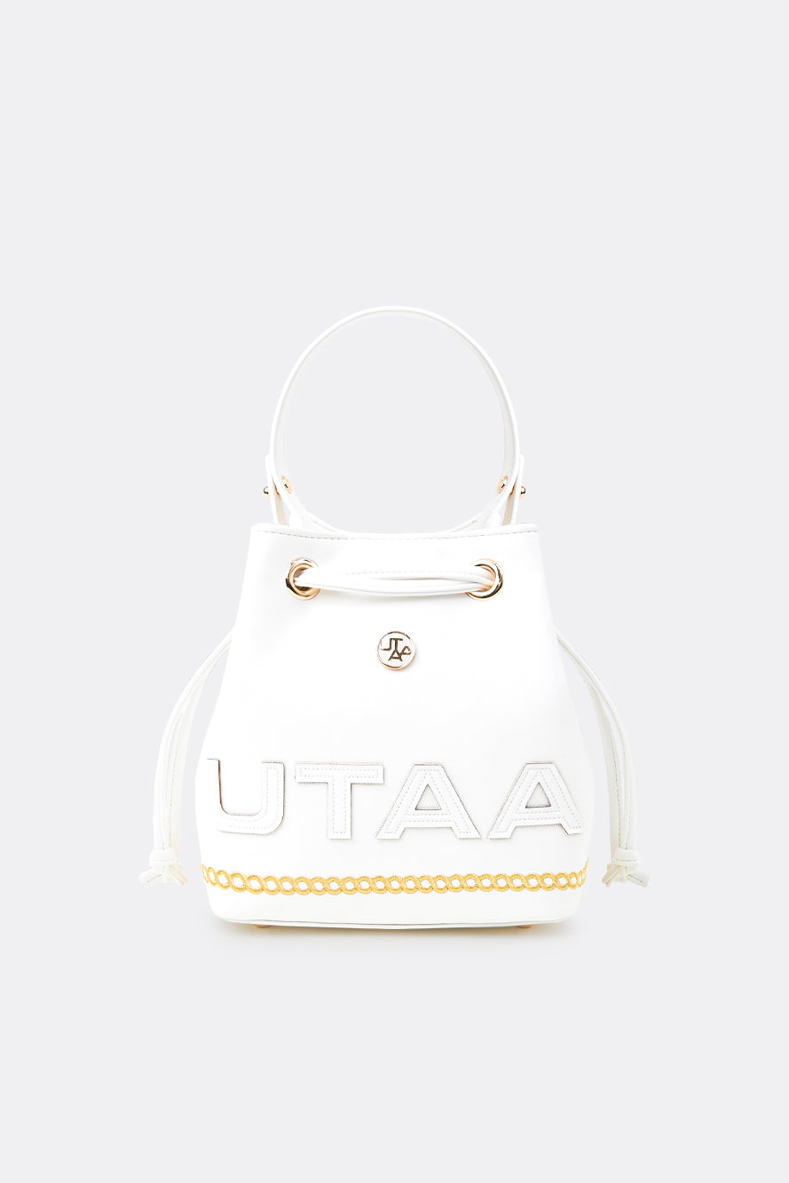 UTAA クレストゴールデンエンブレムバケットバッグ ホワイト : Women's