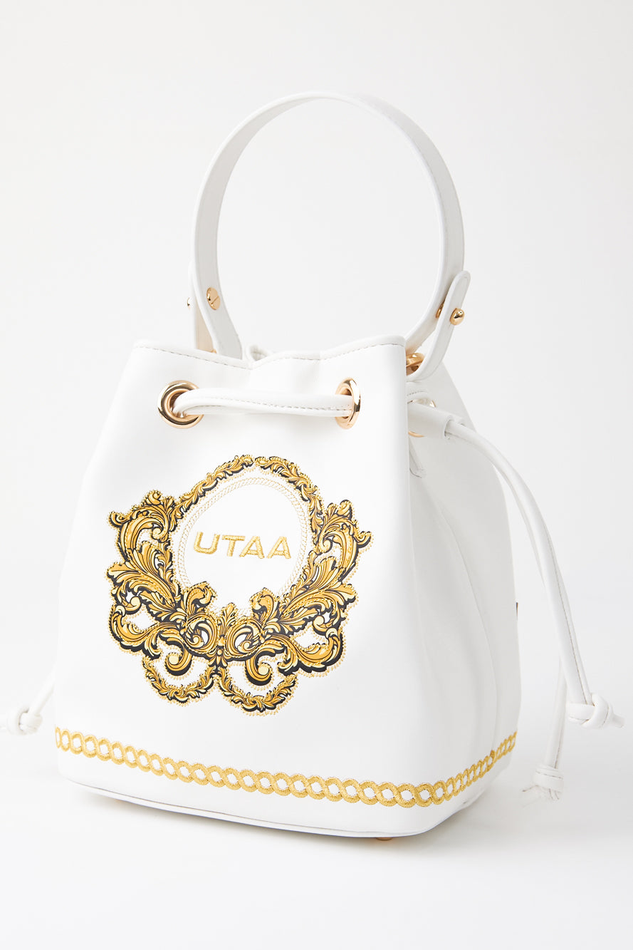UTAA クレストゴールデンエンブレムバケットバッグ ホワイト : Women's