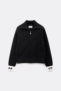 UTAA セーラーCollarWoolニットZip-upジャンパー ブラック : Women's