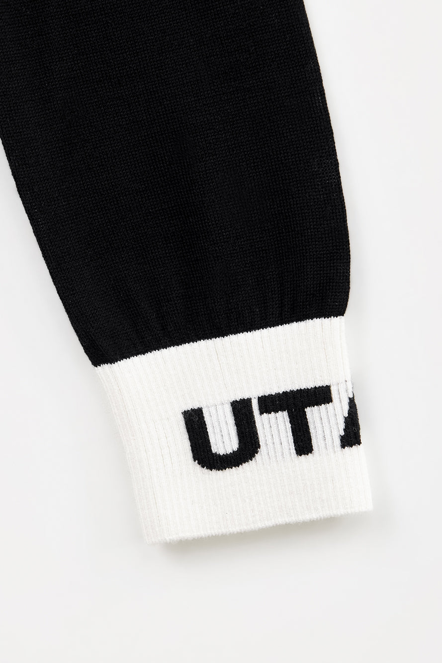 UTAA セーラーCollarWoolニットZip-upジャンパー ブラック : Women's