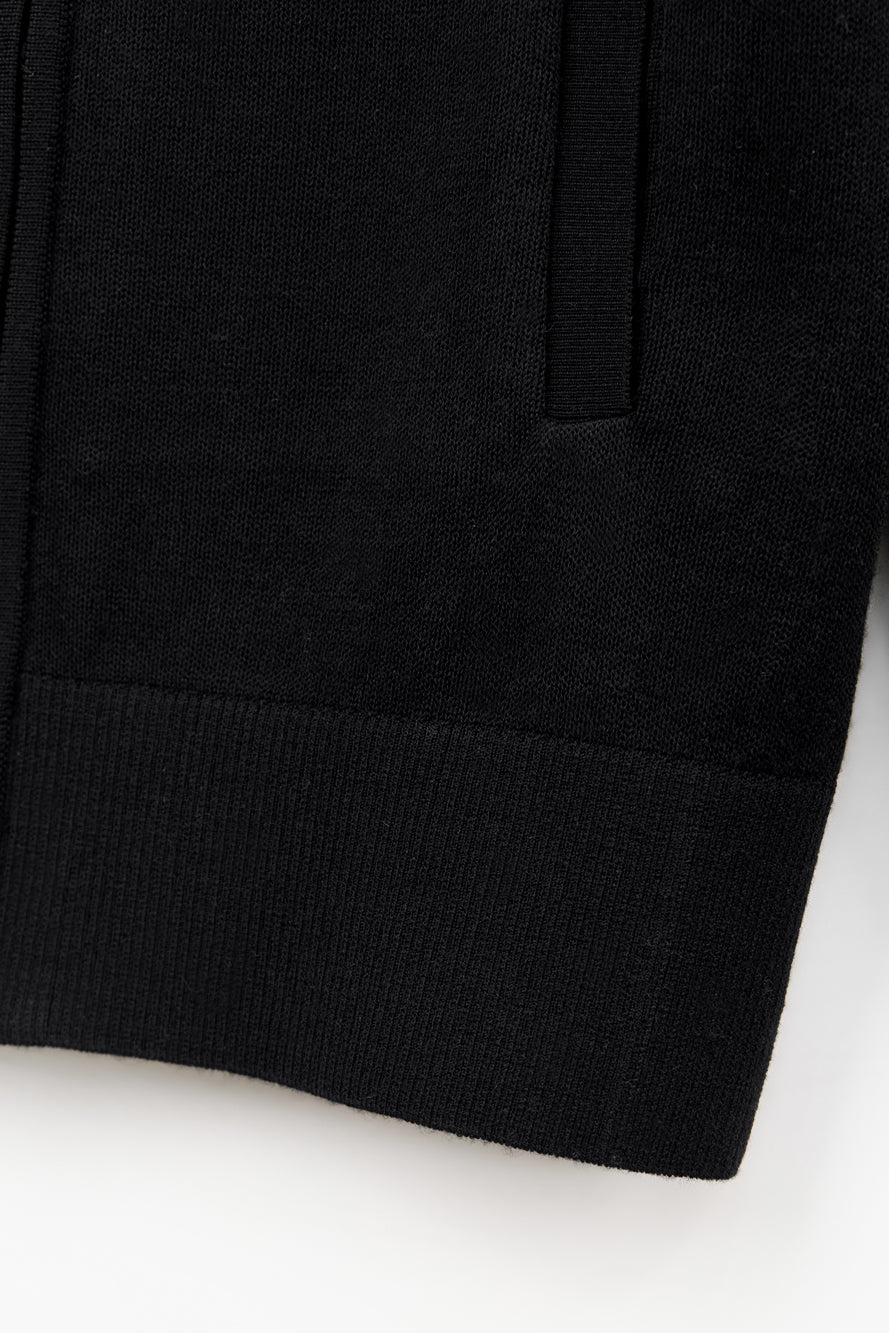 UTAA セーラーCollarWoolニットZip-upジャンパー ブラック : Women's