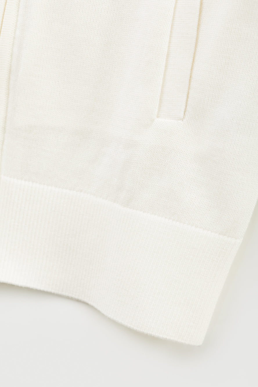 UTAA セーラーCollarWoolニットZip-upジャンパー ホワイト : Women's