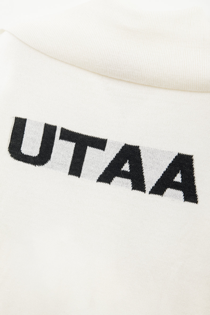 UTAA セーラーCollarWoolニットZip-upジャンパー ホワイト : Women's