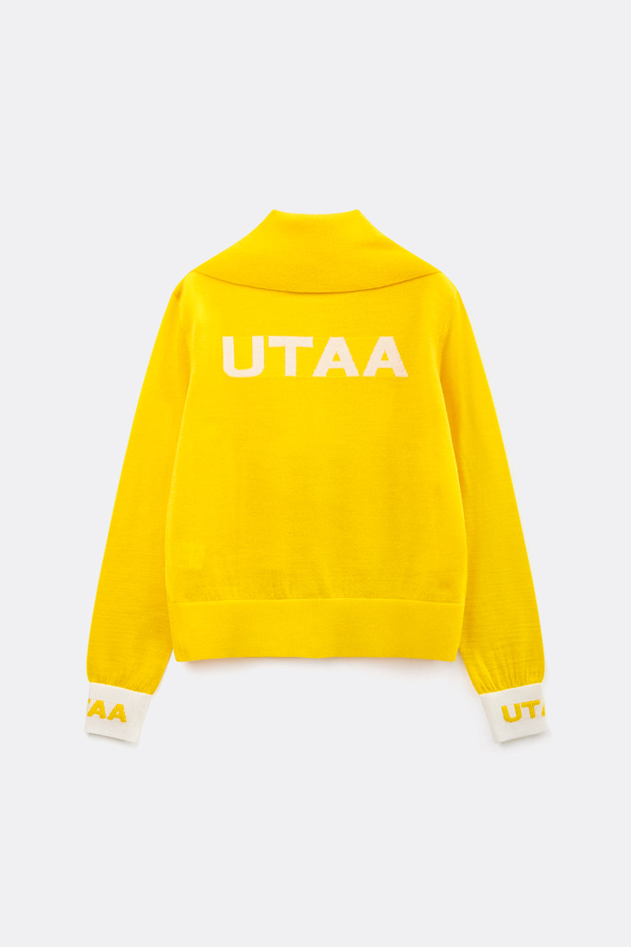 UTAA セーラーCollarWoolニットZip-upジャンパー イエロー : Women's