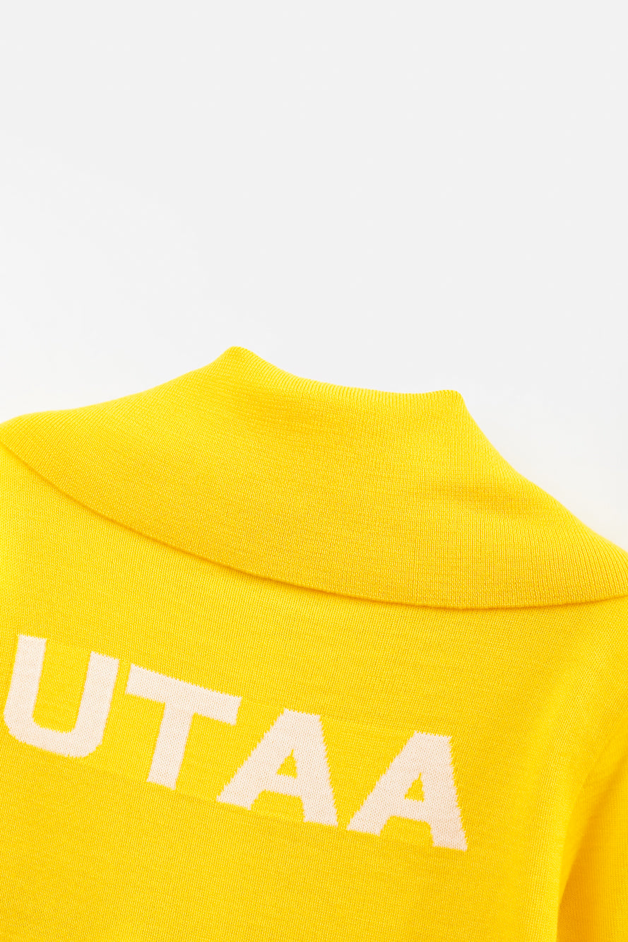 UTAA セーラーCollarWoolニットZip-upジャンパー イエロー : Women's
