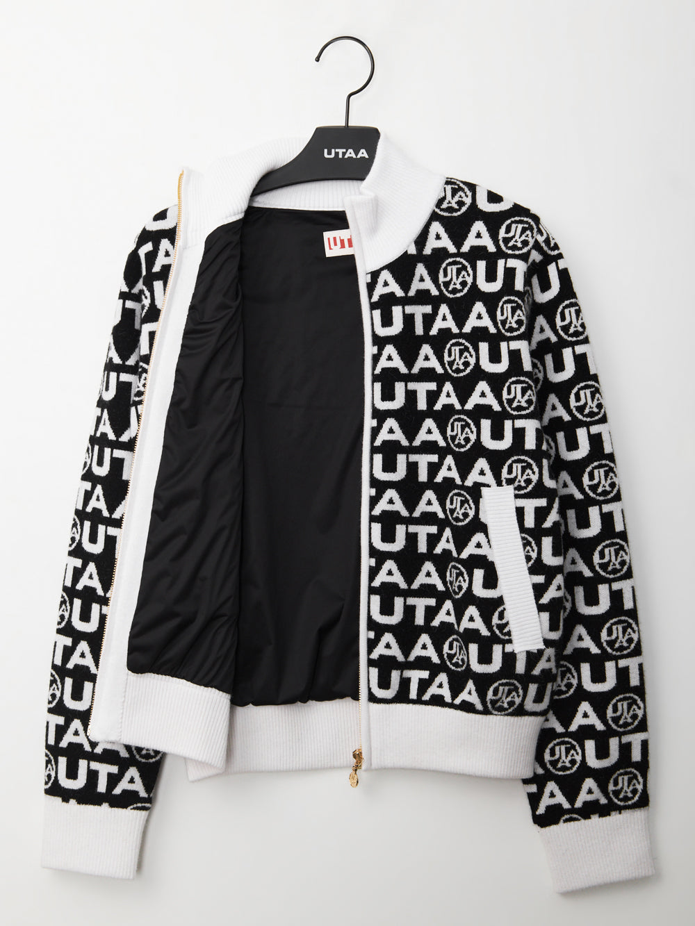 UTAA TypoブロックニットZip-upジャンパー ブラック : Women's