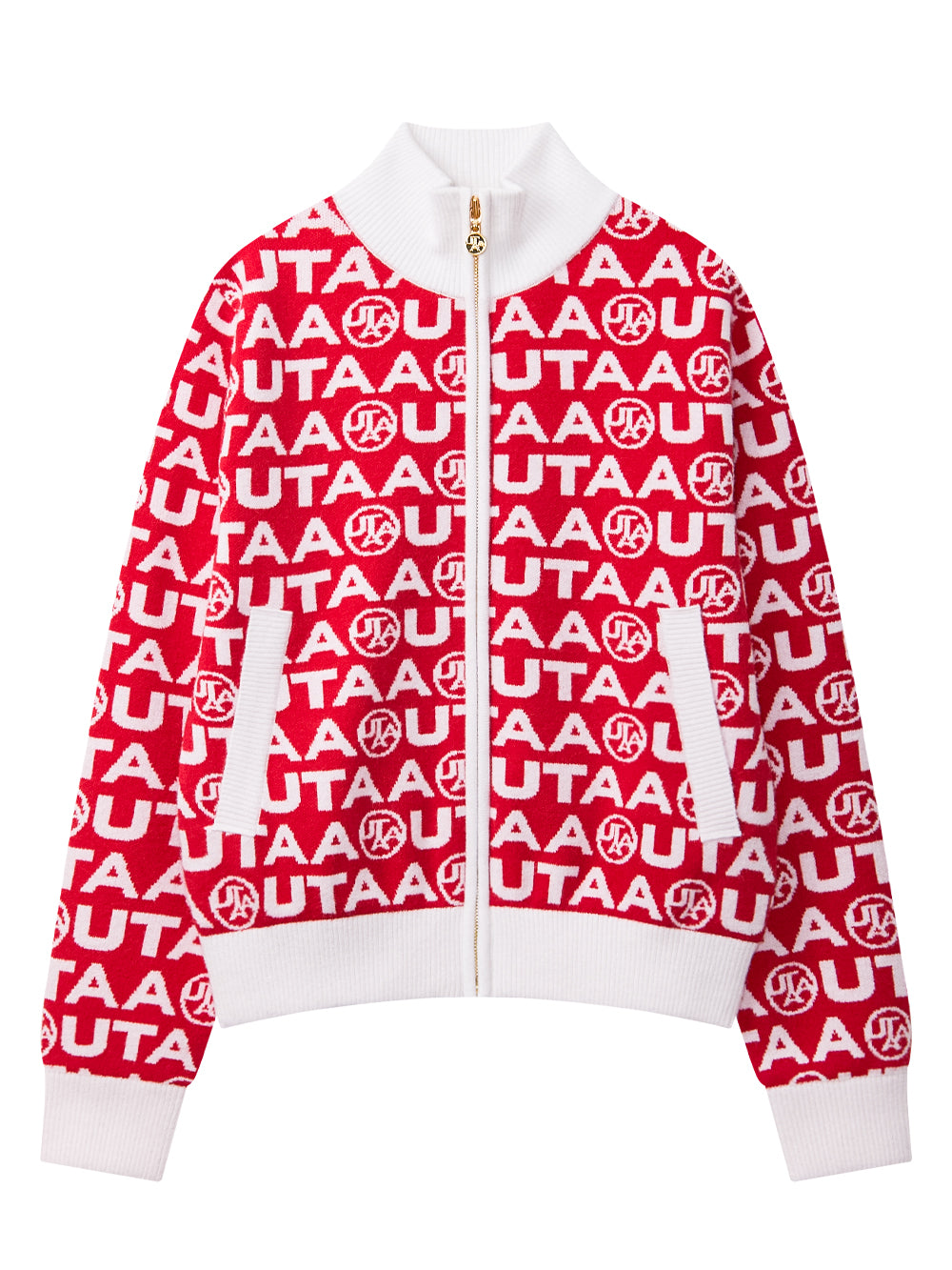UTAA TypoブロックニットZip-upジャンパー レッド : Women's