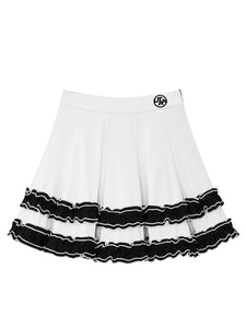 ペタル マルチ ラッフル レース フレア スカート