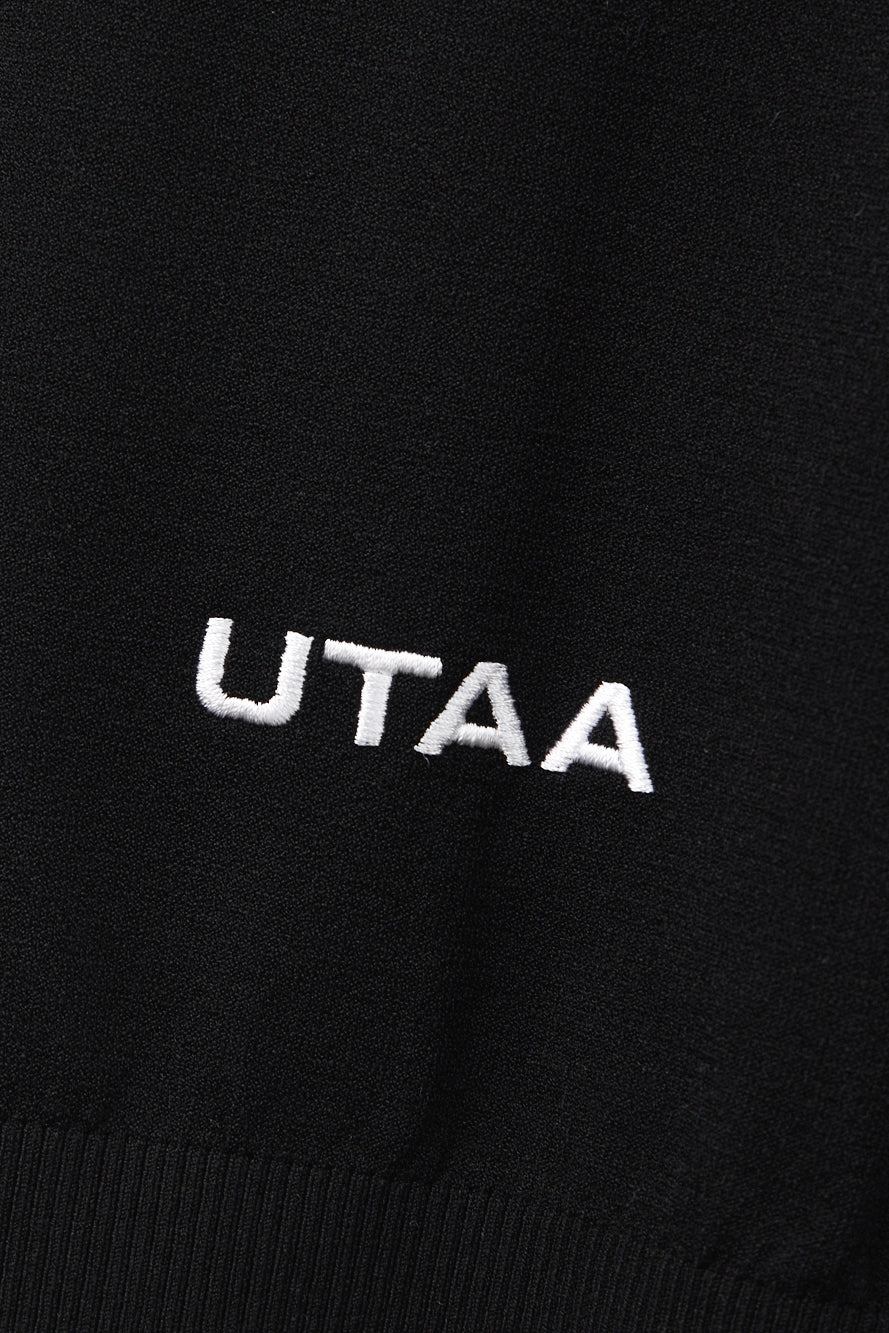 ムーンレットボタンレースカラーニットカーディガン ブラック : Women's