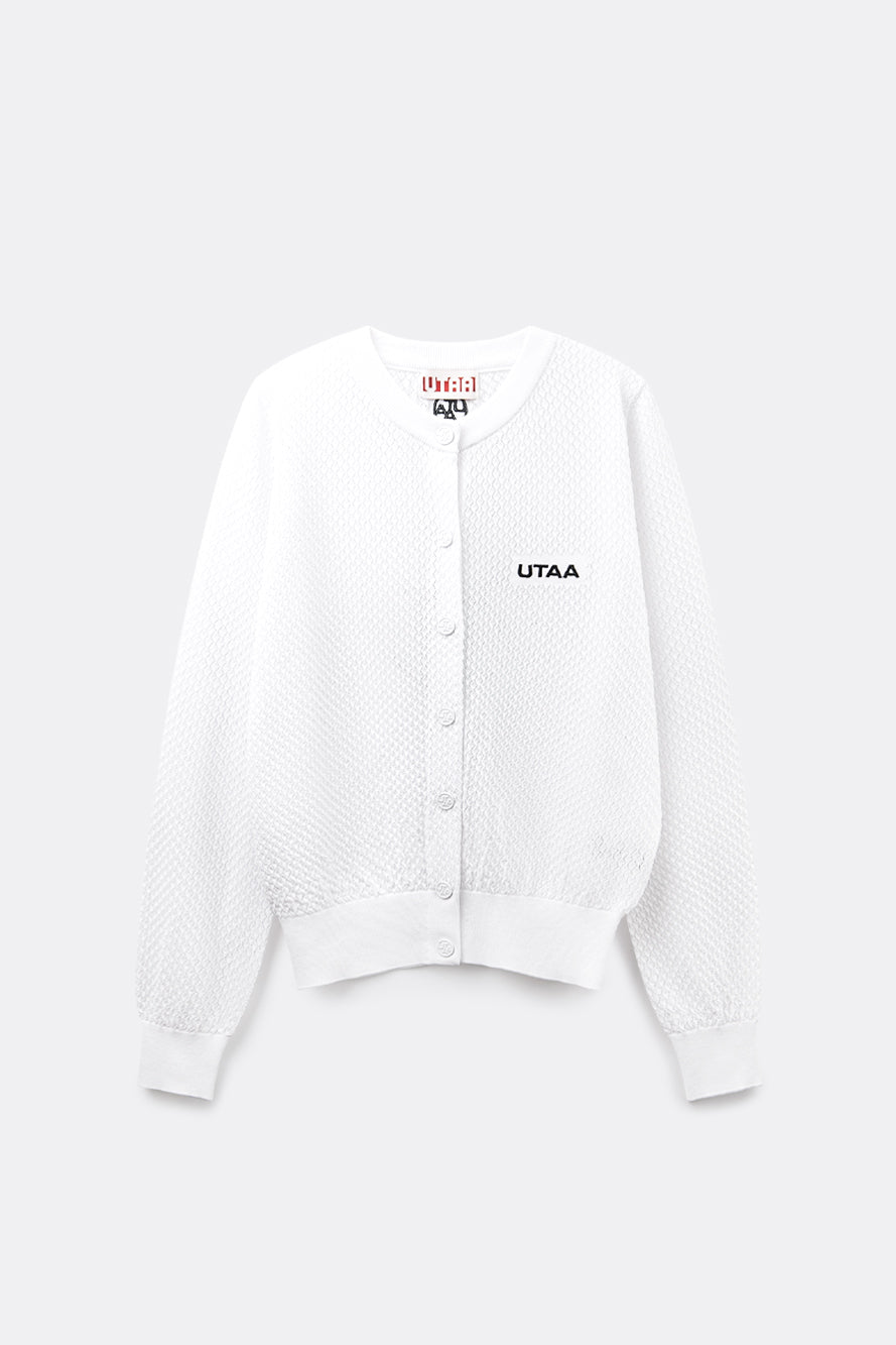 UTAA パレットクロシェパンチングニットカーディガン ホワイト：レディース