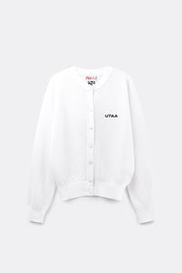 UTAA パレットクロシェパンチングニットカーディガン ホワイト：レディース