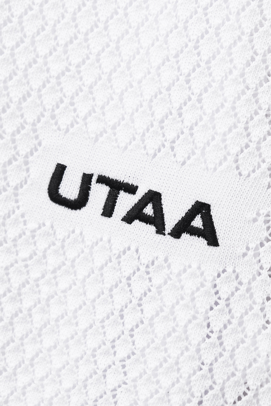 UTAA パレットクロシェパンチングニットカーディガン ホワイト：レディース