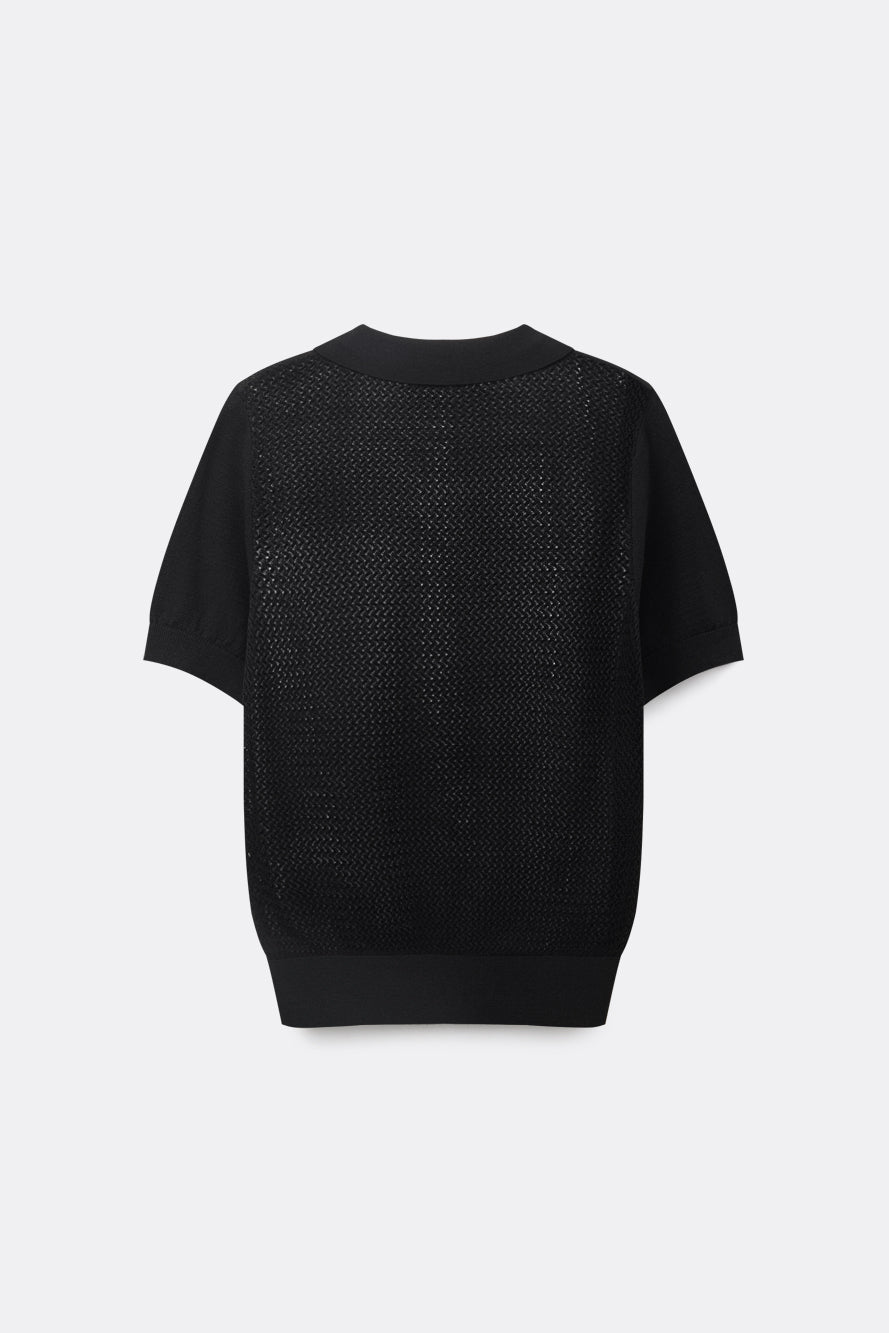 UTAA アズールカラーバックオープンワークPKニット : Women's