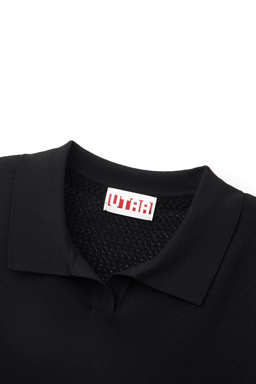UTAA アズールカラーバックオープンワークPKニット : Women's