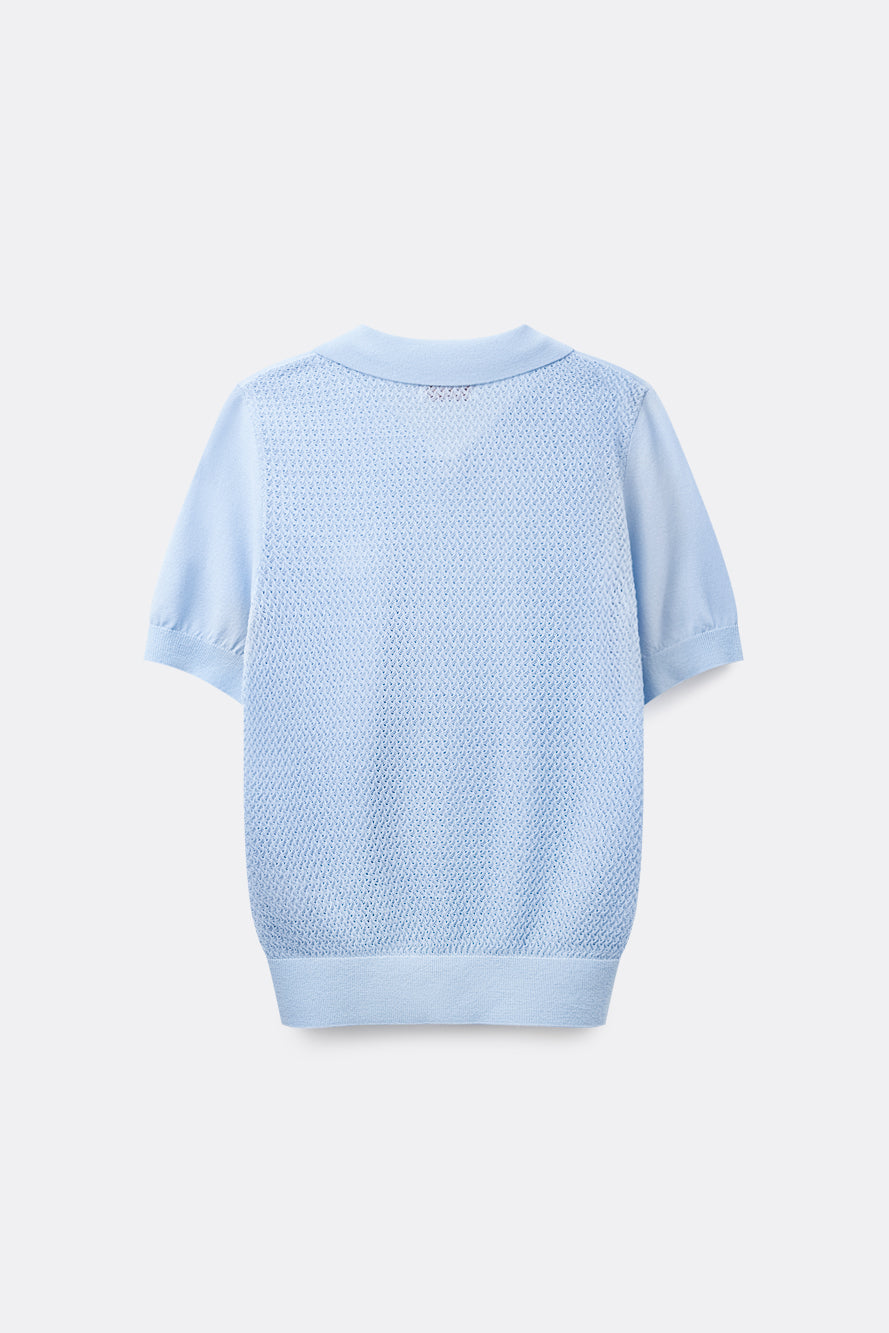 UTAA アズールカラーバックオープンワークPKニット : Women's