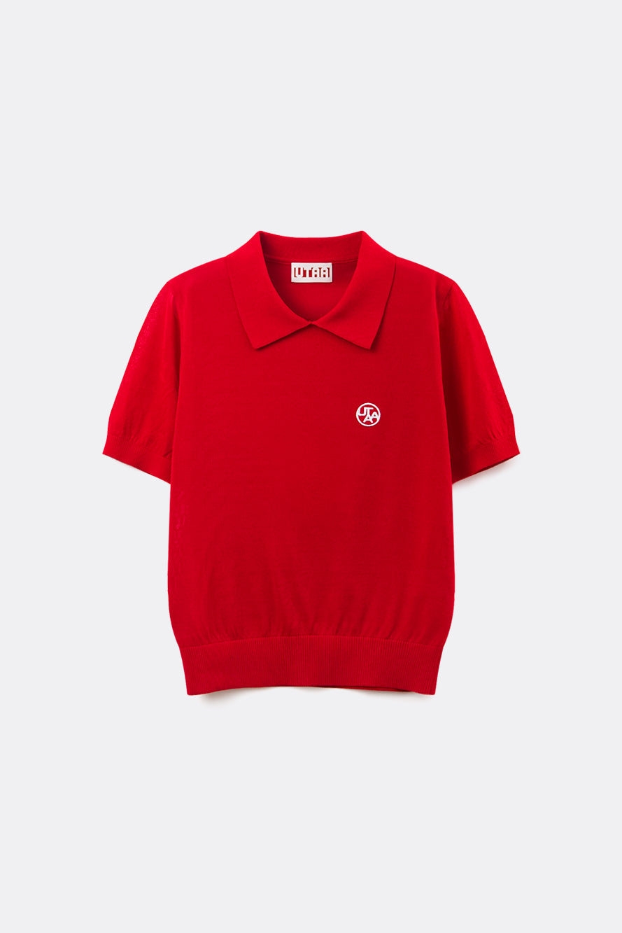 UTAA エンブレムバックオープンワークPKニット : Women's