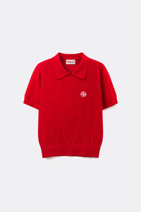 UTAA エンブレムバックオープンワークPKニット レッド : Women's