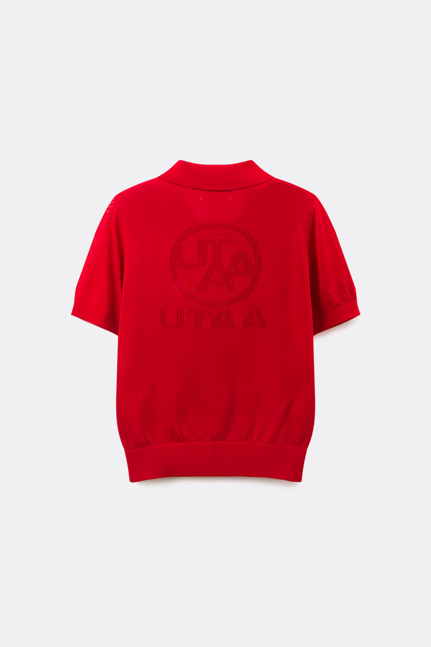 UTAA エンブレムバックオープンワークPKニット : Women's