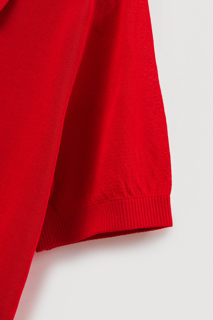 UTAA エンブレムバックオープンワークPKニット レッド : Women's