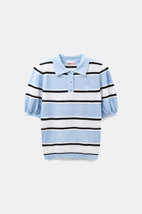 UTAA Candy-coloredストライプPKニット スカイブルー : Women's