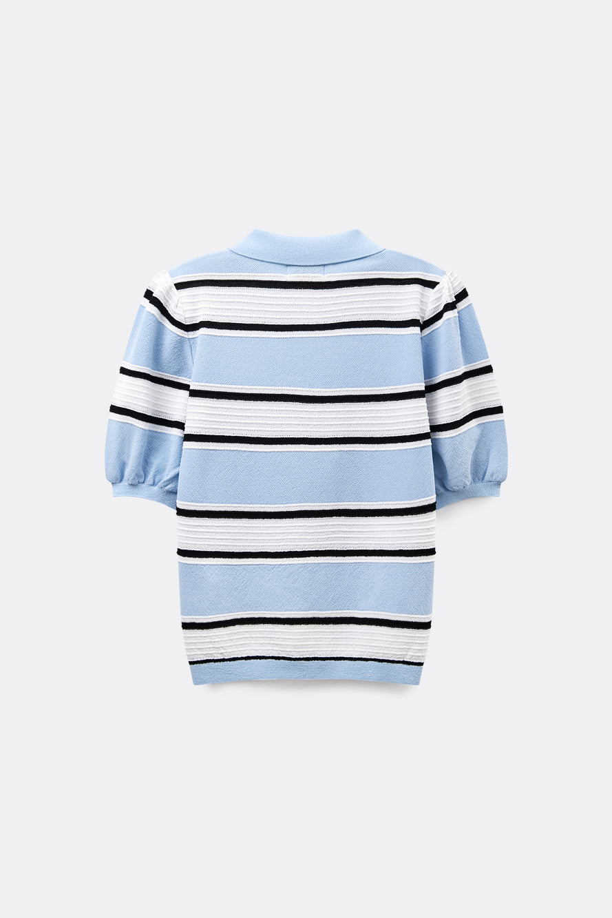 UTAA Candy-coloredストライプPKニット スカイブルー : Women's