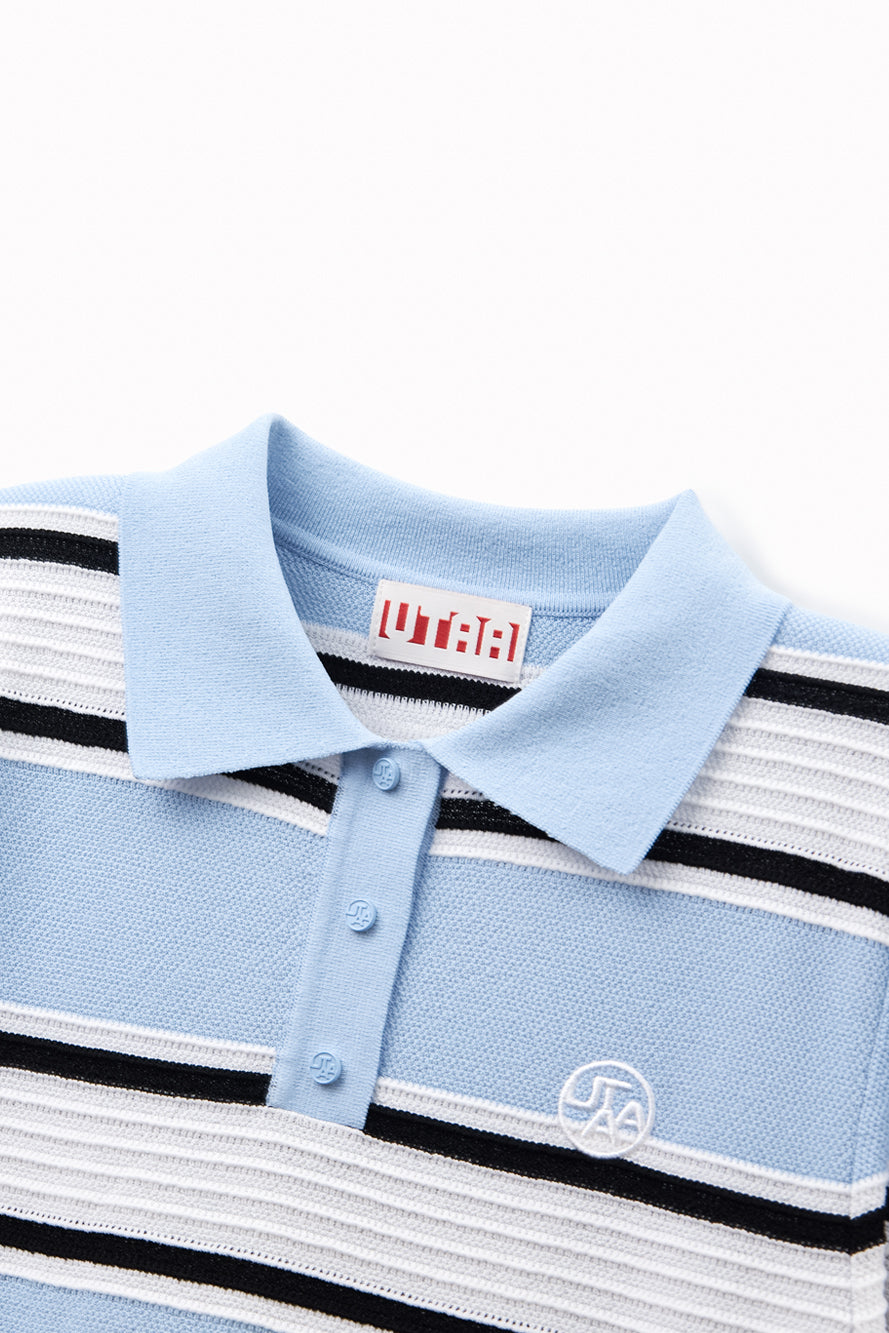 UTAA Candy-coloredストライプPKニット スカイブルー : Women's
