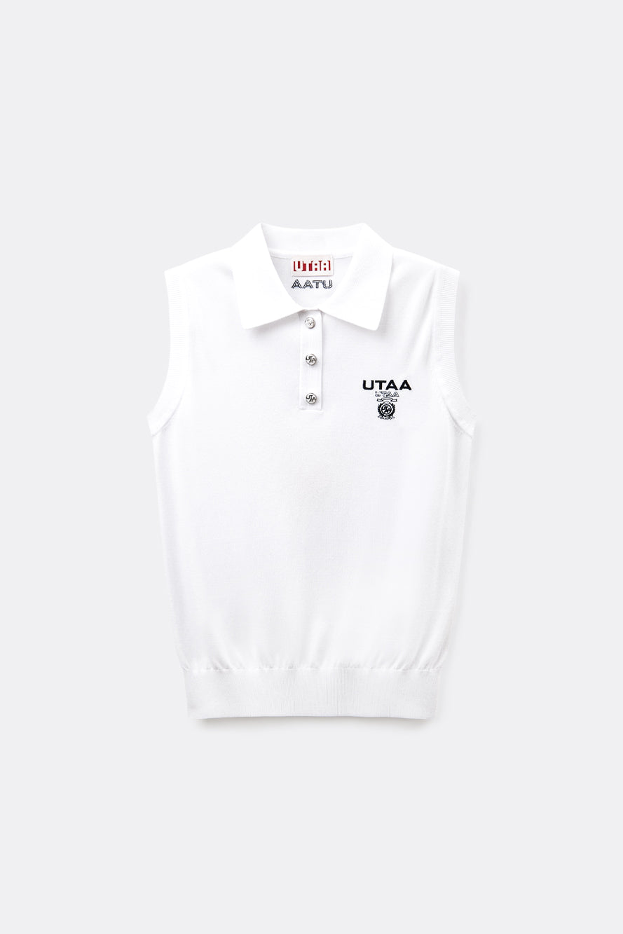 UTAA LaurelシンボルエンブレムPKスリーブレスニット ホワイト : Women's