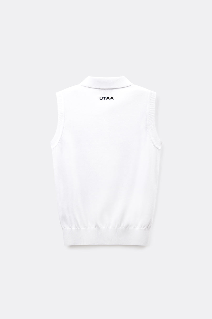 UTAA LaurelシンボルエンブレムPKスリーブレスニット ホワイト : Women's