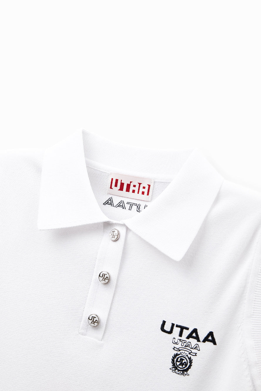 UTAA LaurelシンボルエンブレムPKスリーブレスニット ホワイト : Women's