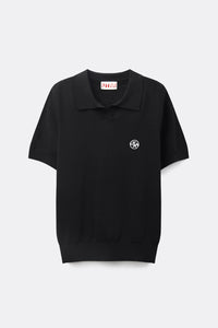 UTAA アズールカラーバックオープンワークPKニット ブラック : Women's