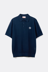 UTAA エンブレムバックオープンワークPKニット ネイビー : Men's