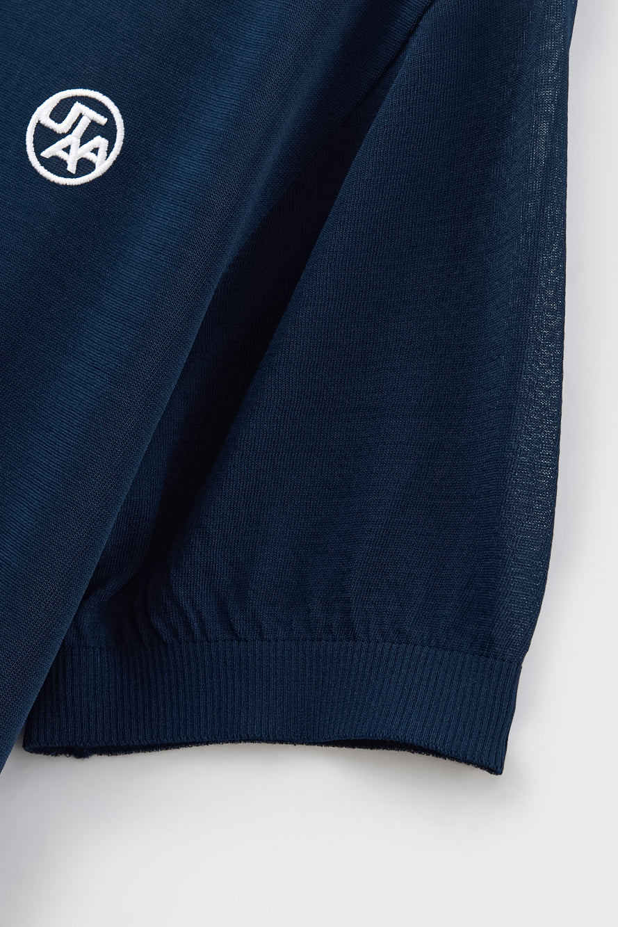 UTAA エンブレムバックオープンワークPKニット ネイビー : Men's