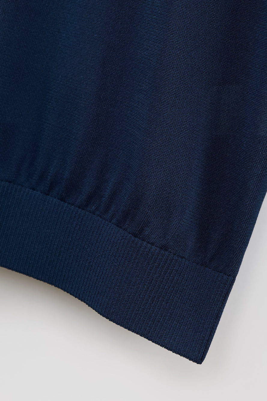 UTAA エンブレムバックオープンワークPKニット ネイビー : Men's