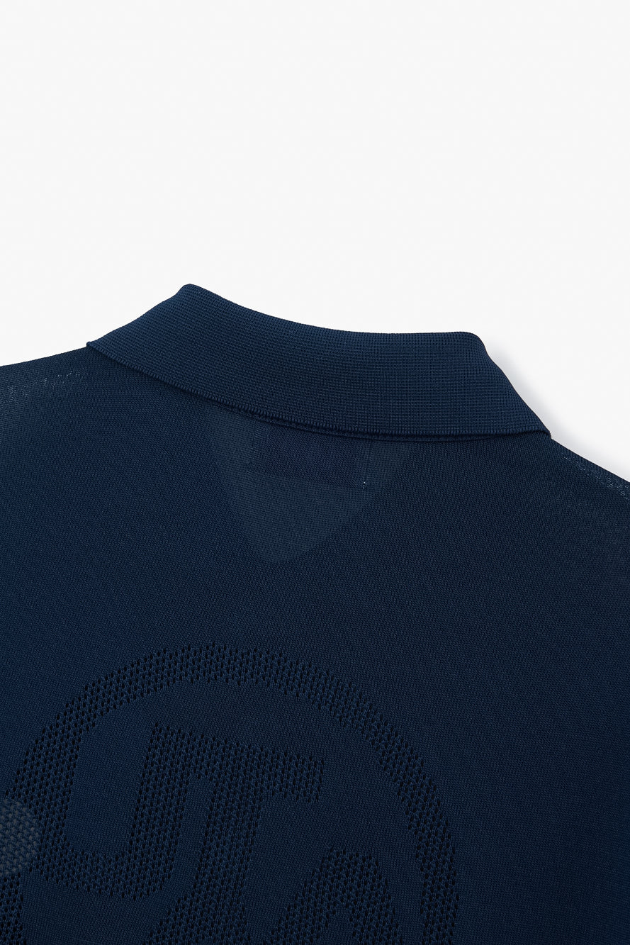 UTAA エンブレムバックオープンワークPKニット ネイビー : Men's