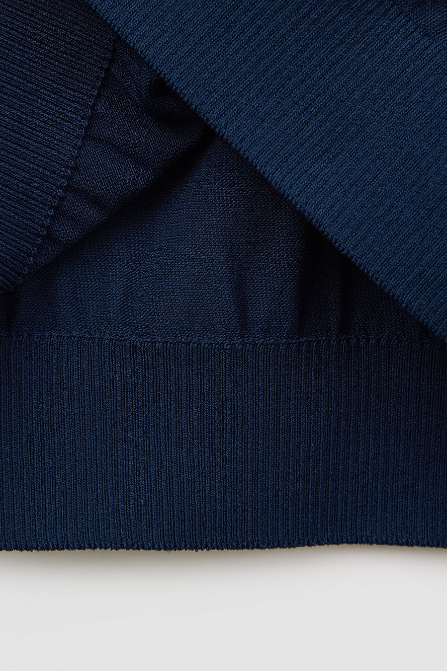 UTAA エンブレムバックオープンワークPKニット ネイビー : Men's