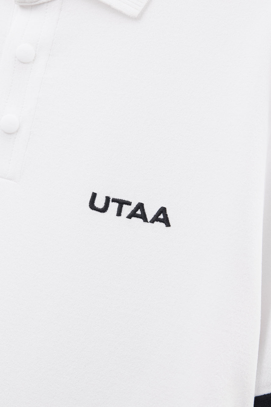 UTAA デイグロウバックメッシュロゴPKニット ホワイト：メンズ