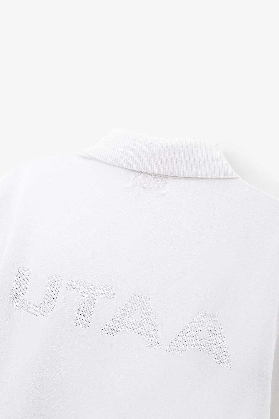 UTAA デイグロウバックメッシュロゴPKニット ホワイト：メンズ