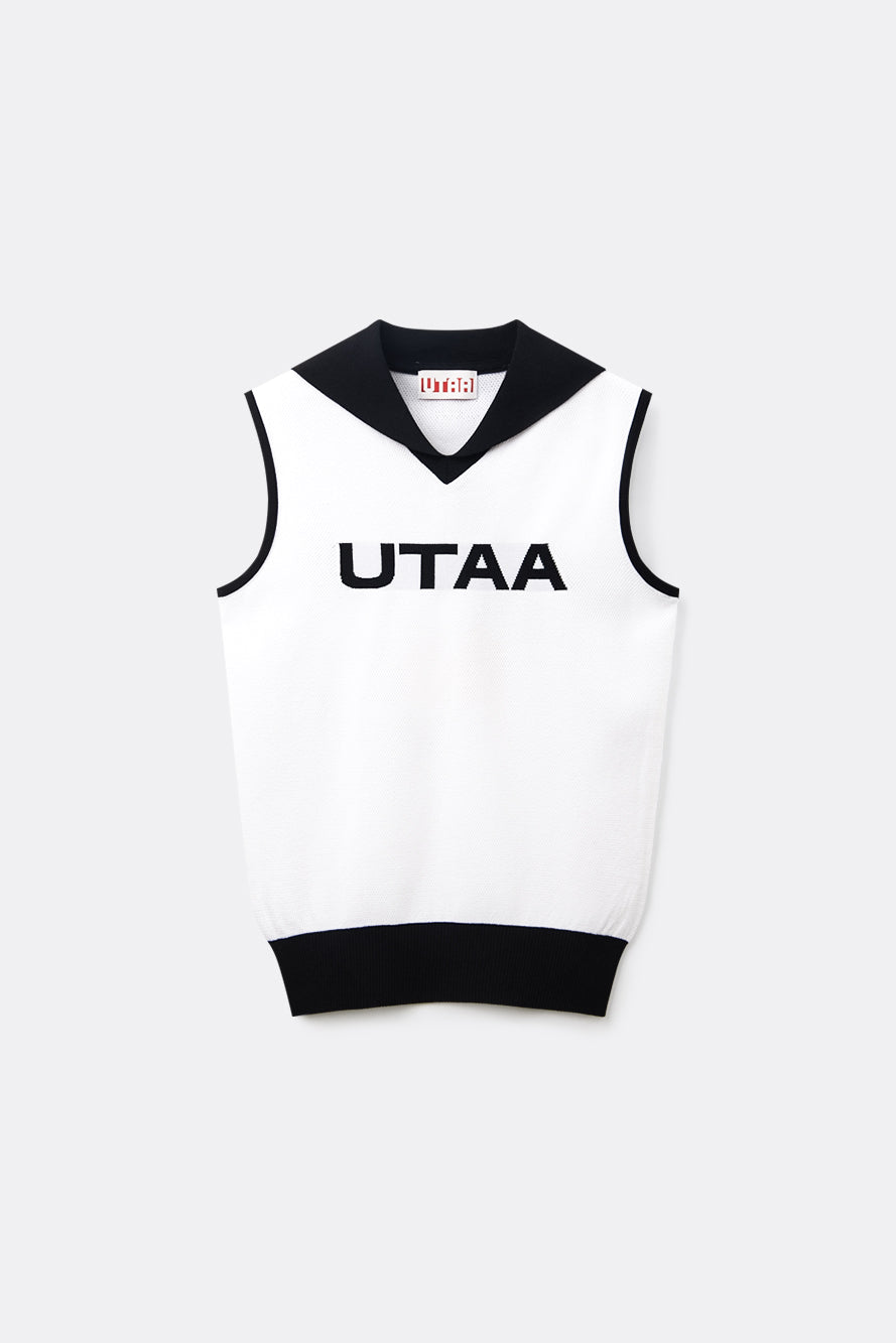 UTAA チャンプセーラースリーブレスニット ホワイト：レディース