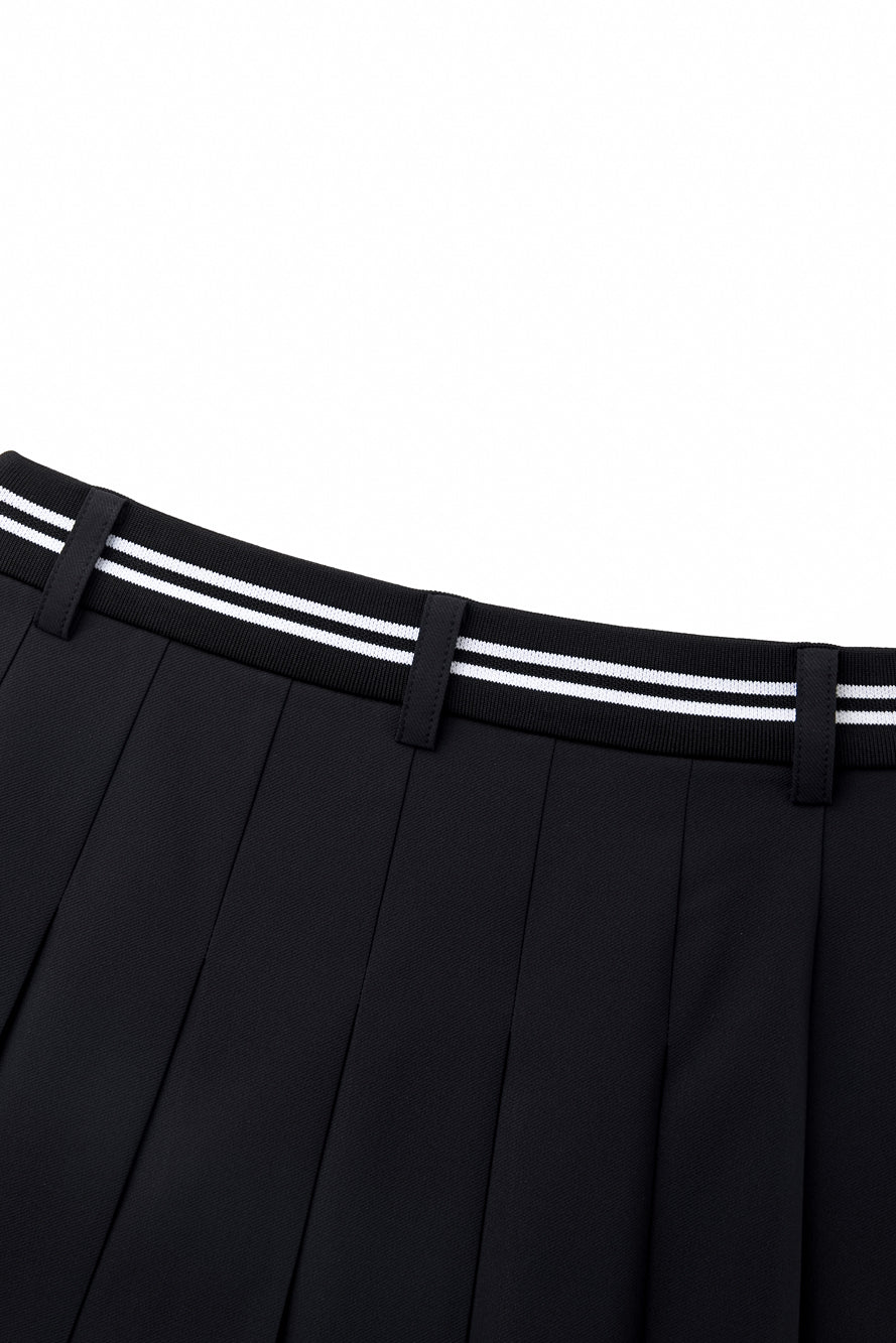 UTAA コンターラインバンディングプリーツスカート ブラック : Women's