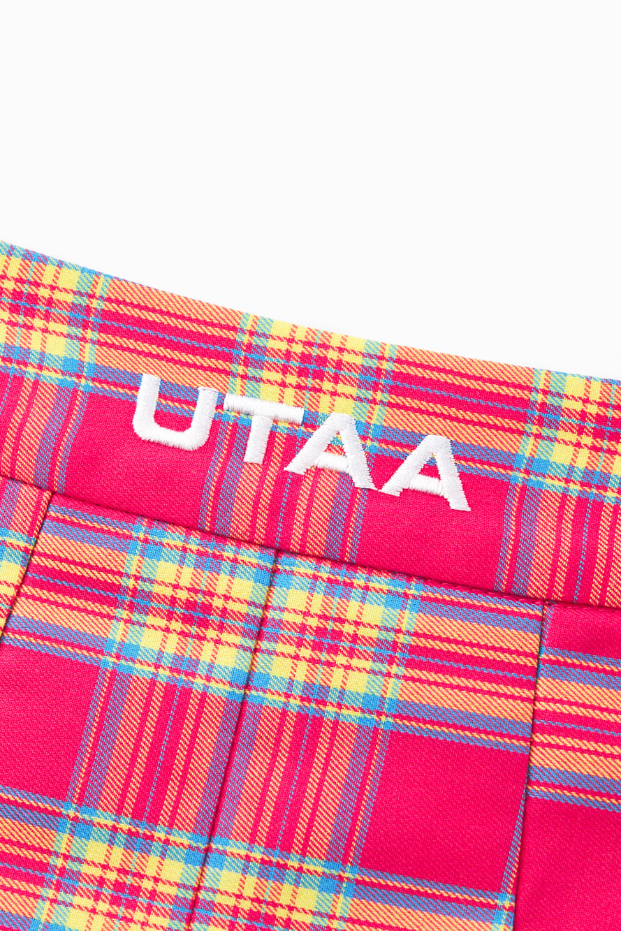 UTAA ポップカラータータンチェックプリーツスカート ピンク : Women's